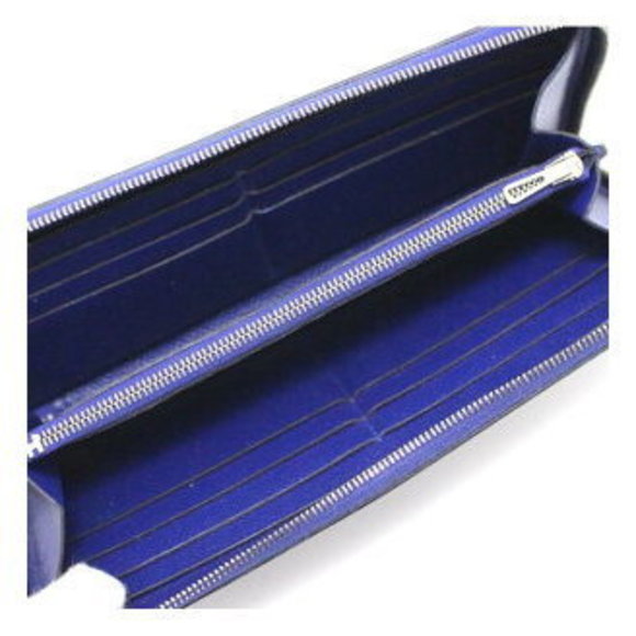HERMES Azap Long Wallet All Leather Blue Electric Stamped A - Picture 4 of 8